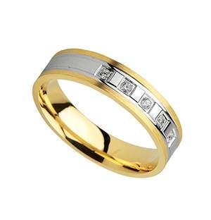 9kt Yellow and White Gold Wedding Band
