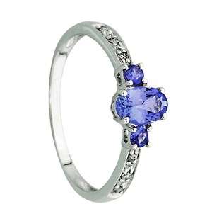 Oval Cut Tanzanite And Diamond White Gold Ring