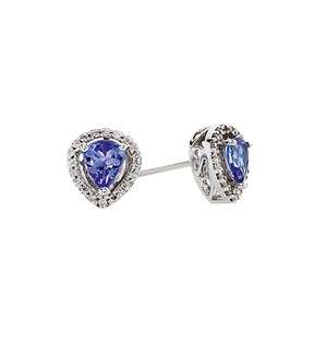 9kt Tanzanite and Diamond Stud Earrings