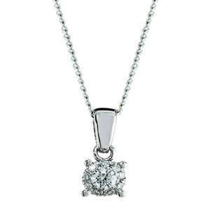 9kt White Gold 0.09ct Diamond Necklace
