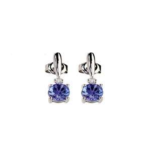 9KT White Gold Round 1,00ct Tanzanite Studs