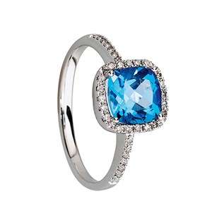 9KT Diamond and Topaz Ring