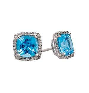 Blue Topaz And Diamond Earrings