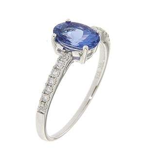 9kt Oval Tanzanite And Diamond Ring 0.78ct