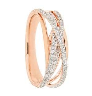 9KT Rose Gold Diamond Cross Over Ring