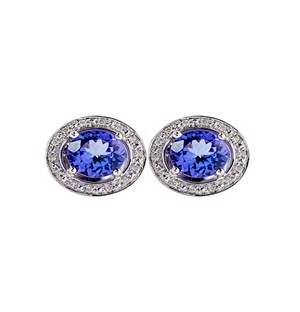 9KT White Gold Round Tanzanite Stud Earrings