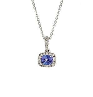 9KT White Gold Tanzanite Round Square Look Pendant