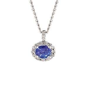 9KT White Gold Round Tanzanite Pendant