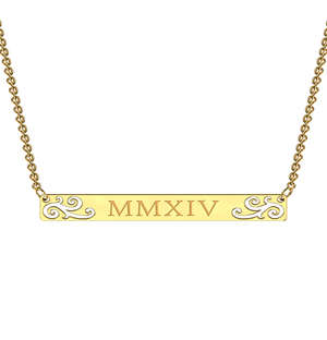 MeMi 9kt Elaborate Bar Personalised Necklace
