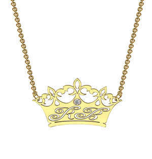 MeMi Crown 2 Initial Diamond Personalised Necklace