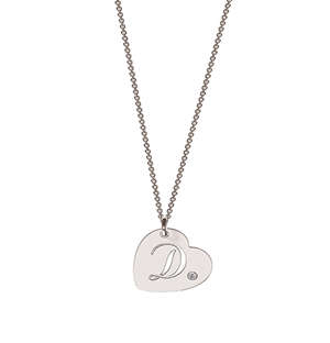MeMi Personalised Diamond Heart Necklace