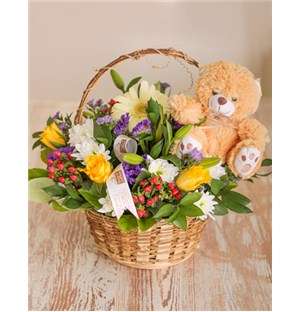 HOC Basket with Teddy Arrangement