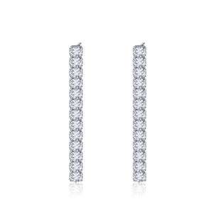 Silver Cubic Dangle Drop Stud Earrings