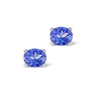 Silver Claw Set Round Tanzanite Stud Earrings