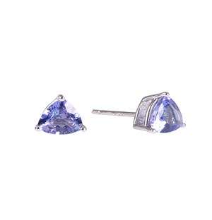 Silver Trillion 1.06ct Tanzanite Claw Studs