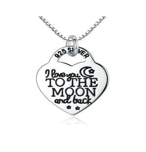 Silver Heart Love You To The Moon Necklace