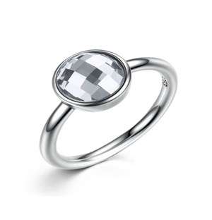 Silver Clear Cubic Solitaire Ring