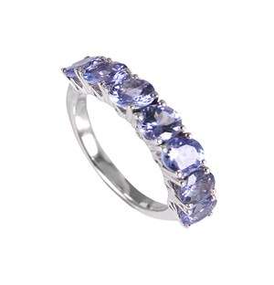 Silver 2.57ct Round Tanzanite and Cubic Eternity