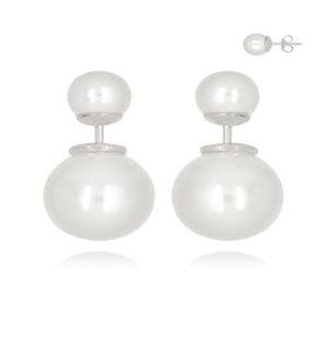 Silver FW Double Pearl Studs