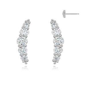 Silver Cubic Curved Earrings