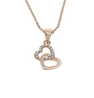 Silver Double Heart RG Cubic Necklace