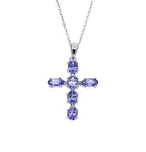 Silver oval 6 Stone 1,82ct Cross Pendant