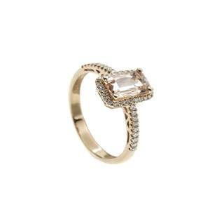 10KT Rose Cushion 0,90ct Morganite Ring