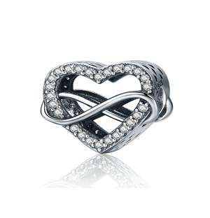 Silver Open Heart And Infinity Cubic Charm