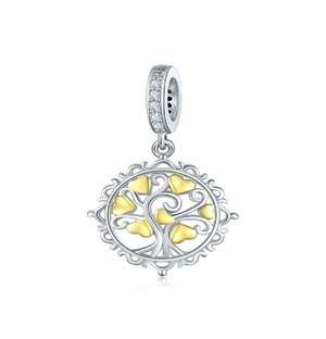 Silver and YG Plated Hearts Charm