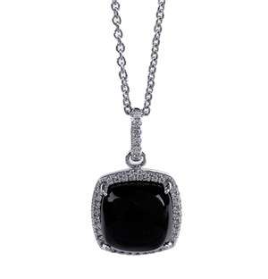 Silver Cubic Black Onyx Necklace
