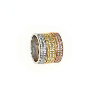 Sterling Silver Tri Colour Ring