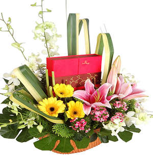 Flowers and Chocolate Basket