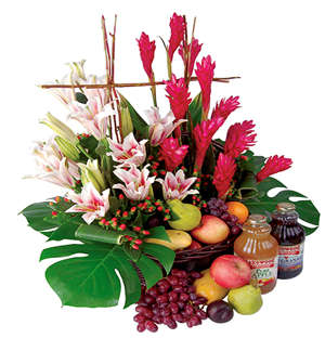 Resplendent Flower and Fruit Basket