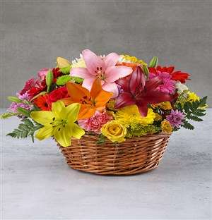 Bright Country Flowers in a Basket