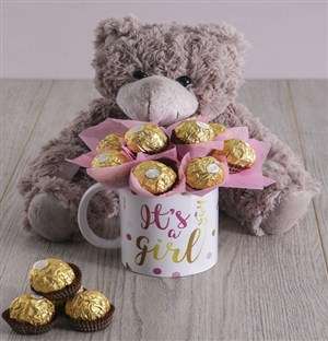 Its a Girl Brown Bear Arrangement