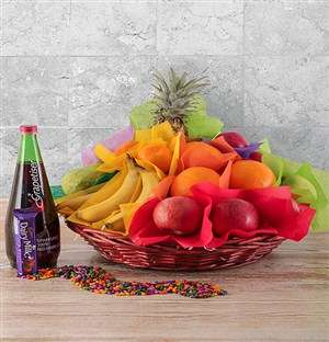 Seasonal Fruit and Sparkling Juice Gift Basket