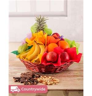 Fresh Fruit Nuts and Biltong in Gift Basket