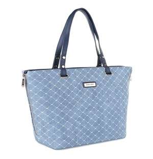 Sissy Boy Printed Denim Tote Handbag Blue