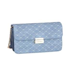 Sissy Boy Printed Denim Sling Handbag Blue