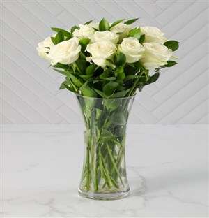 White Roses in a Glass Vase