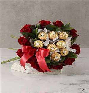 Red Roses and Ferrero Bouquet