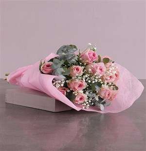 Pink Roses Bouquet in Pink Paper