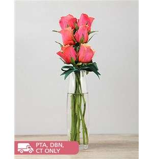 Cherry Brandy Roses in a Bullet Vase