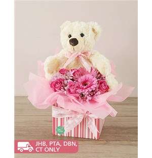 Baby Girl Flower and Teddy Box