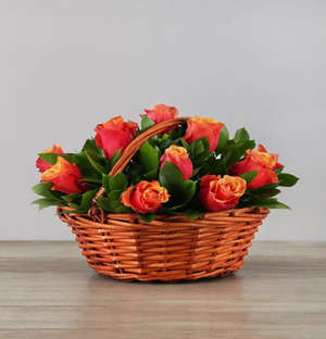 Basket of Cherry Brandy Roses