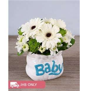 Pure White Ceramic Baby Bag Arrangement