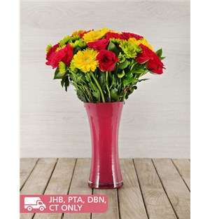 Roses, Gerberas and Sprays in Pink Vase