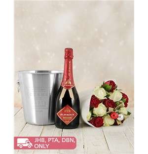 Festive Roses, JC Le Roux Red and Ice Bucket