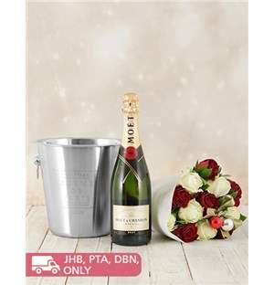 Festive Roses Moet and Chandon and Ice Bucket