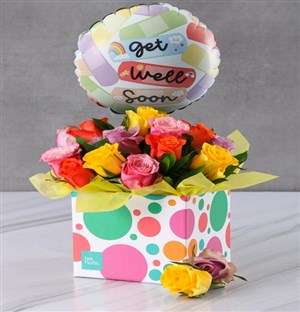Box Of Blooms Balloon And Well Wishes